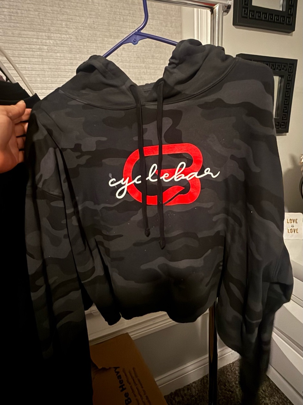 Cyclebar Black & Dark Gray Camo Crewneck with Red Logo